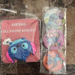 Stitch Blue & Pink Cell Phone Bracket with stitch pins